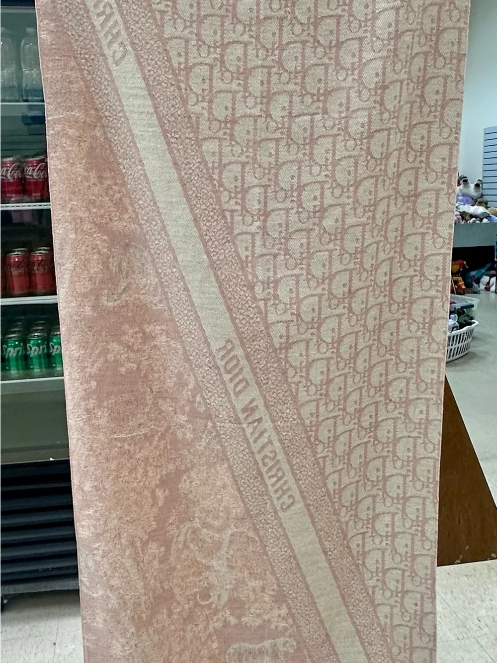 Dior Pink and Cream Scarf with Signature Logo